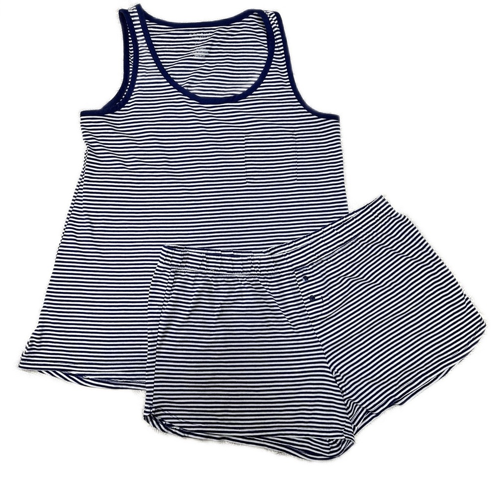 SONOMA | LIFESTYLE INTIMATE | TANK & SHORTS LOUNGE SET | NAVY/WHITE | SZ L |